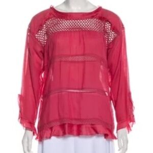 Pink Broderie Isabel Marant Long Sleeve Ruffle Shirt
